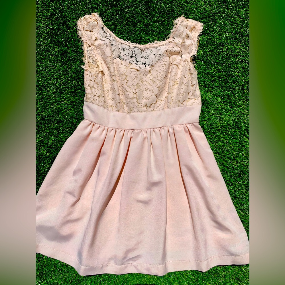 Eliza J Blush Pink Lace and Faille Dress